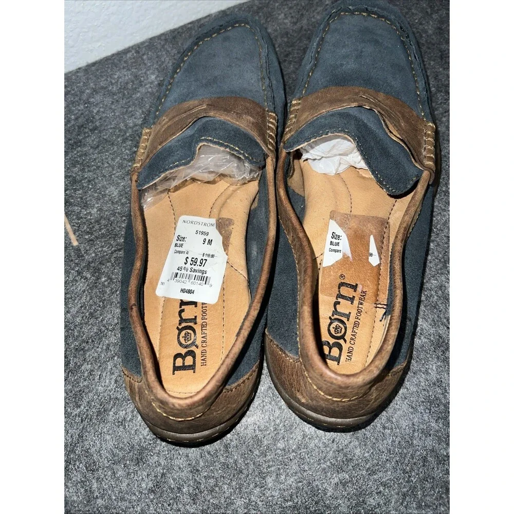 Born Blue Suede Leather Men's Loafers Size 9 NWT